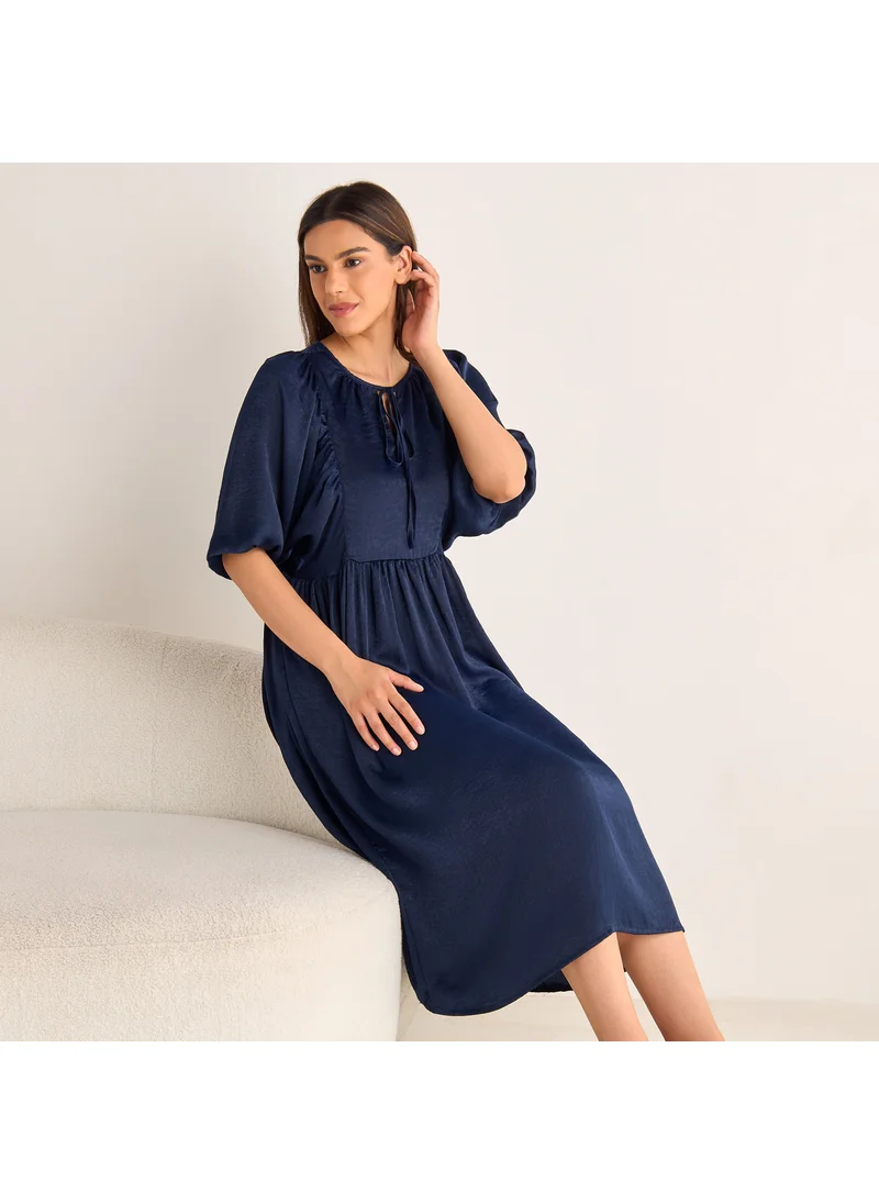 سبلاش فيڤ Tie-Up Detail Night Dress with Short Sleeves