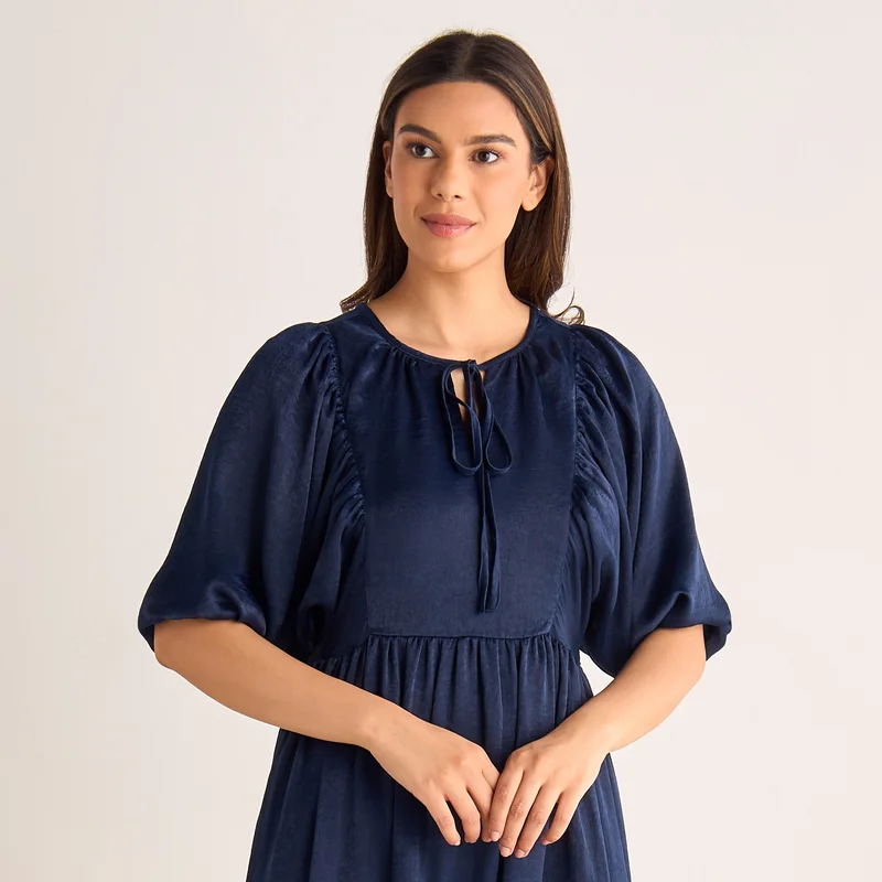 Splash FAV Tie-Up Detail Night Dress with Short Sleeves