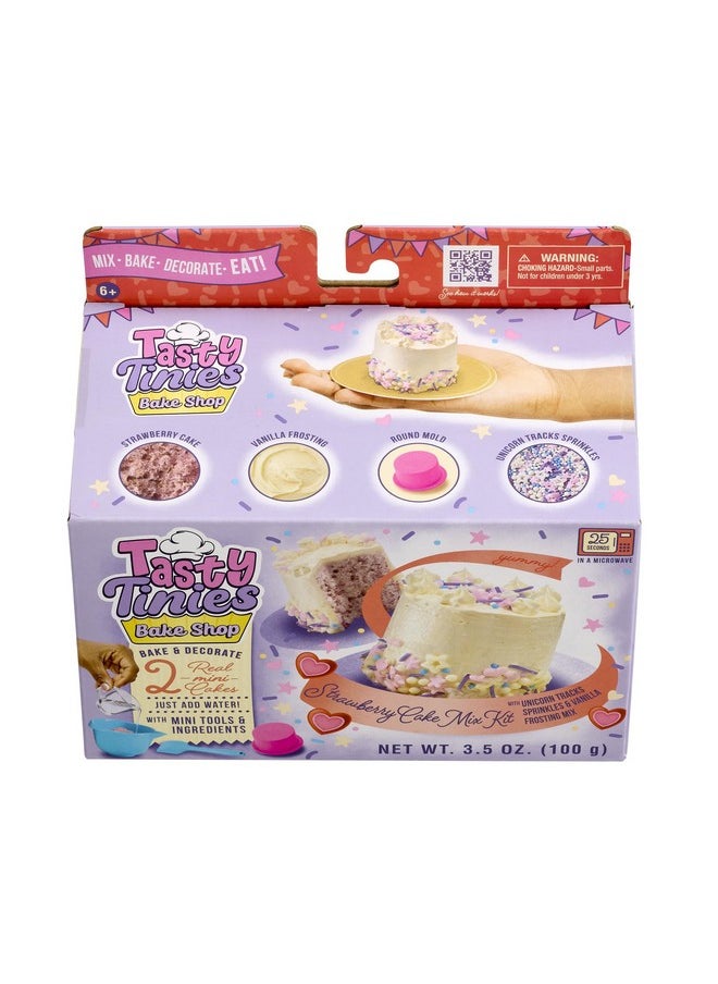 Goliath Goliath Tasty Tinies Bake Shop Strawberry Cake Mix Kit with Unicorn Tracks Sprinkles & Vanilla Frosting Mix | Bake & Decorate 2 Real Mini Cakes | Includes Mini Tools & Ingredients | Ages 6+  - Image 1