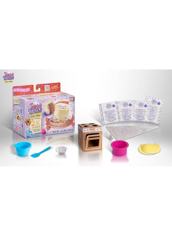Goliath Goliath Tasty Tinies Bake Shop Strawberry Cake Mix Kit with Unicorn Tracks Sprinkles & Vanilla Frosting Mix | Bake & Decorate 2 Real Mini Cakes | Includes Mini Tools & Ingredients | Ages 6+  - Image 2