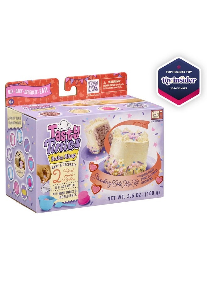 Goliath Goliath Tasty Tinies Bake Shop Strawberry Cake Mix Kit with Unicorn Tracks Sprinkles & Vanilla Frosting Mix | Bake & Decorate 2 Real Mini Cakes | Includes Mini Tools & Ingredients | Ages 6+  - Image 3