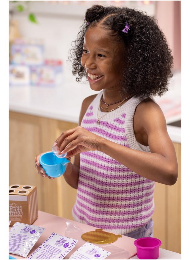 Goliath Goliath Tasty Tinies Bake Shop Strawberry Cake Mix Kit with Unicorn Tracks Sprinkles & Vanilla Frosting Mix | Bake & Decorate 2 Real Mini Cakes | Includes Mini Tools & Ingredients | Ages 6+  - Image 5