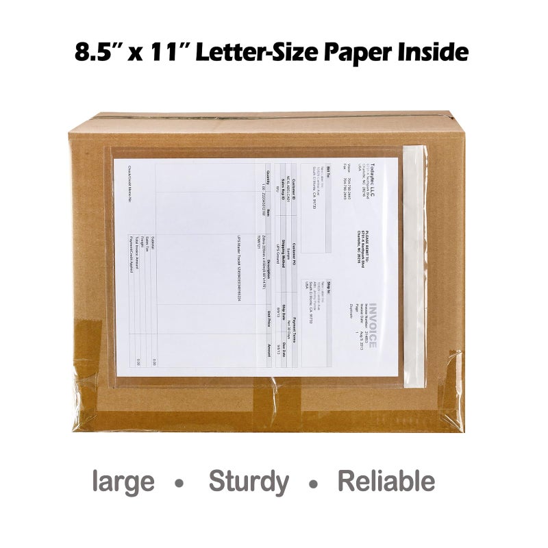 BEUYI 2.5 Mil Premium Clear 9.5'' x 12'' Packing List Envelopes, Adhesive Shipping Label/Documents Pouches/Sleeves for Full Page Letter-size (8.5''x11'') Papers (50 Pack) - Image 2