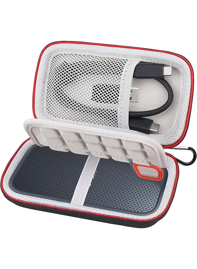 لاكدو حقيبة حمل صلبة لجهاز Sandisk Extreme Portable External SSD Sdssde60 Sdssde61 250Gb 500Gb 1TB 2TB 4TB USB C SSD Drive EVA مقاوم للصدمات ومقاوم للماء وحقيبة تخزين واقية للسفر باللون الأسود  - Image 1