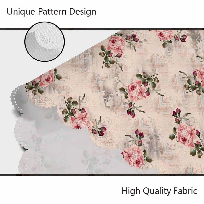 AOYEGO Pink Rose Round Tablecloth 60 Inch Flower Bud Leaf Bouquet Romantic Spring Vintage Nature Pastel Tone Table Cloth Polyester Tablecloths for Home Decor, Parties, Picnic - Image 5