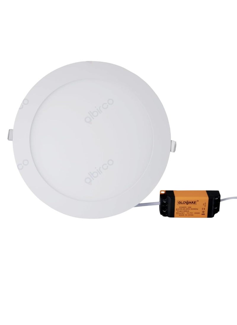جلوير جلوير لوح إضاءة LED نحيف، 18 واط، دائري، ضوء النهار، أبيض  - Image 1