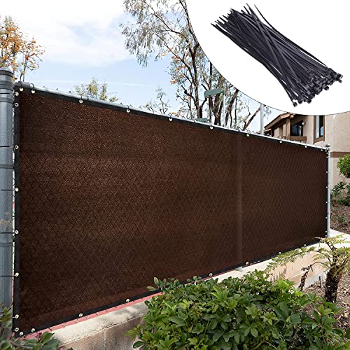 Royal Shade 4' x 50' Brown Fence Privacy Screen Windscreen Cover Netting Mesh Fabric Cloth - Cable Zip Ties Included (We Make Custom Size) - Image 1