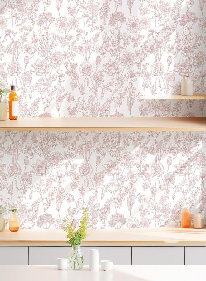 Toduso Peel and Stick Wallpaper Floral Wall Paper Pink and White Contact Paper Waterproof Removable Self Adhesive Flowers Wallpaper for Bedroom Bathroom Decorative Cabinets Vinyl 17.3"x393.7" - Image 4
