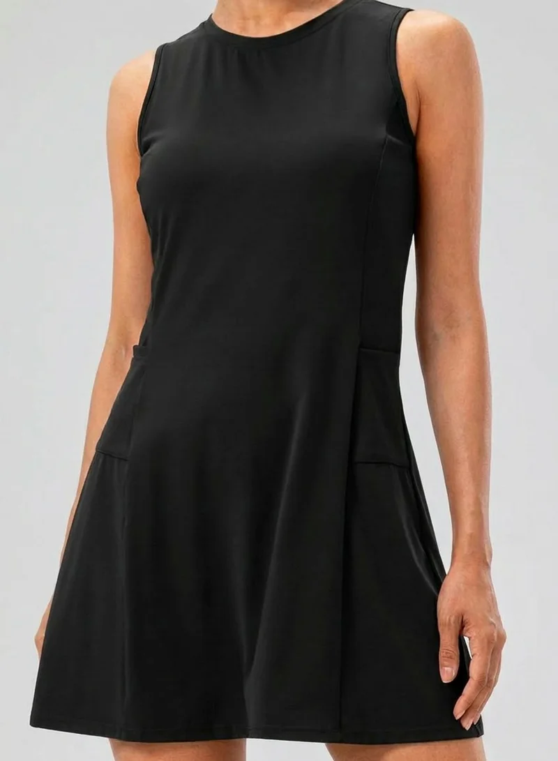 SVL Padel & Tennis Dress with Separate Shorts - Black - SVL