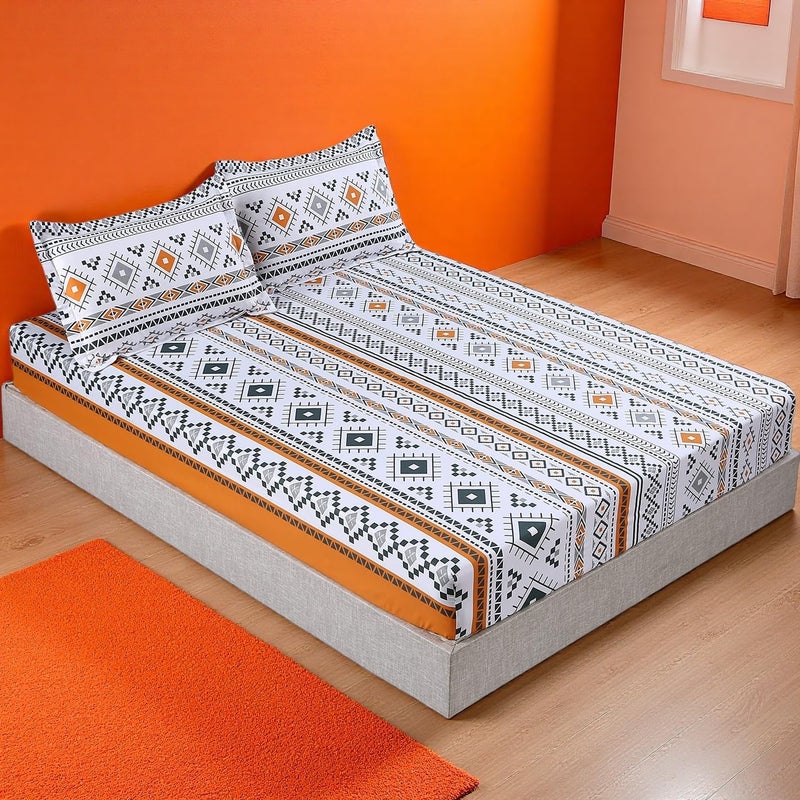 MAG 3PCS Colorful Boho Bed Sheet Full SizeBurnt Orange Sheets PrintedBoho Bedding Full1 Fitted Sheet with 2 Pillowcases14 Inches Deep