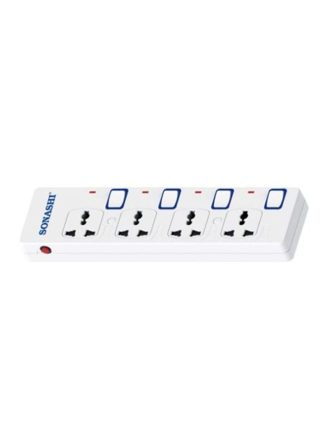 SONASHI 4-Way Extension Socket with Indicator Light and Safety Shutter | Extra Long Copper AC Cord for Friendly Usage - Used for All Electronic Devices White/Blue/Red - Image 2