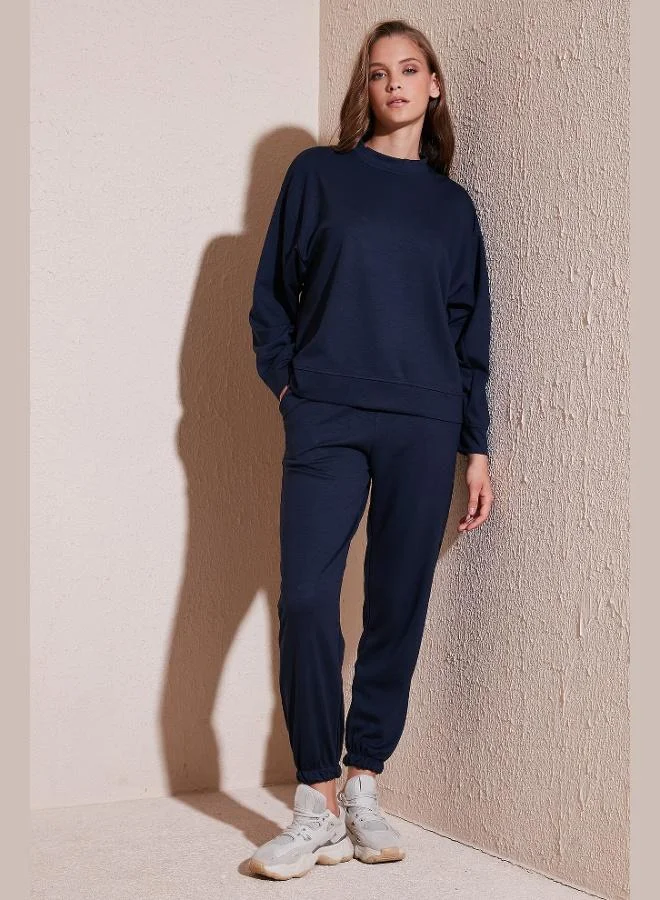 Lela Lela Stretch Crew Neck Oversize Fit Scuba Sweatshirt Women's Sweatshirt 5865879