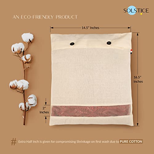SOLSTICE Cotton Saree Cover/Saree Bags/Clothes Covers (Set of 24) big size of 16 x 14 (inches) for Clothes Storage bag, Travelling, Wardrobe Organizer with Mesh/Window (24),Off-White - Image 2