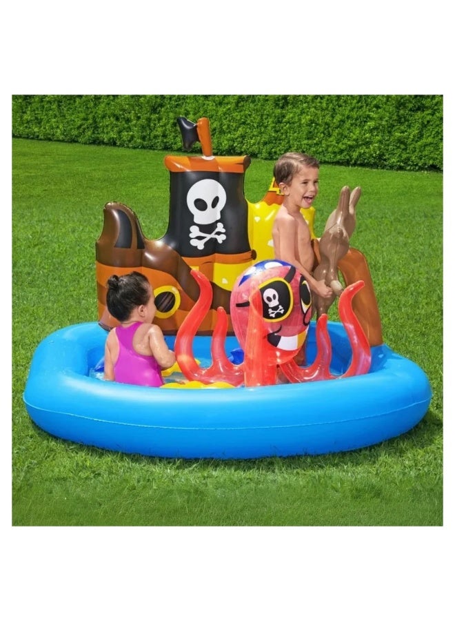 Bestway Kids Inflatable Pirate Ship Pool 140x130x104cm with Octopus Toy | Safe & Fun Summer Play - Image 3