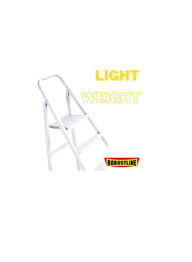 ROBUSTLINE Robustline Heavy Duty Steel Ladder, Ultra Stable Folding Ladder. (5 Step, White)  - Image 2