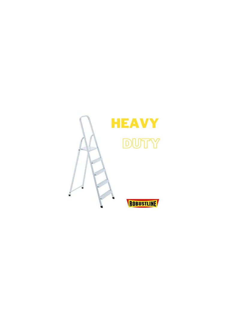 ROBUSTLINE Robustline Heavy Duty Steel Ladder, Ultra Stable Folding Ladder. (5 Step, White)  - Image 3