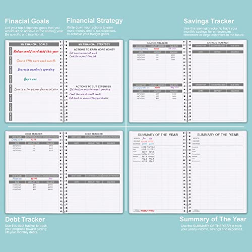 Getvow Budget Planner - Monthly Budget Book with Expense Tracker Notebook, Undated 12 Month Bill Organizer & Finance Planner to Manage Your Money, Account Book with Colorful Tabs, 5.8" x 8.5", Teal - Image 5