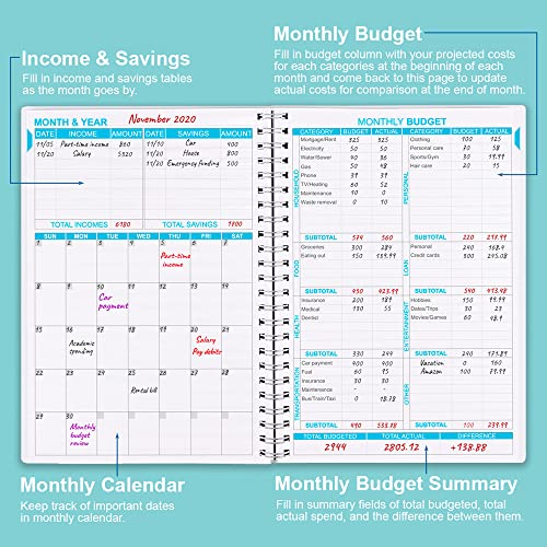 Getvow Budget Planner - Monthly Budget Book with Expense Tracker Notebook, Undated 12 Month Bill Organizer & Finance Planner to Manage Your Money, Account Book with Colorful Tabs, 5.8" x 8.5", Teal - Image 2