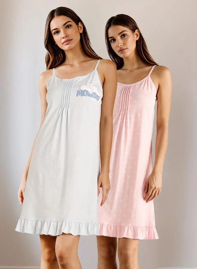 سبلاش فيڤ طقم فستانين بطبعات وحمالات قابلة للتعديل