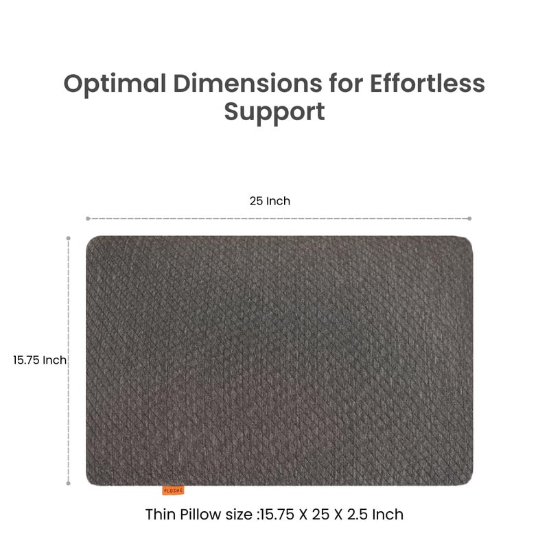 PLOSHE Ultra Thin Memory Foam Sleeping Pillow with Cover for Sleeping | Orthopedic Cervical Bed Pillow for Neck & Shoulder Pain Relief (Grey, 15.75 x 25 x 2.5 inch) - Image 5