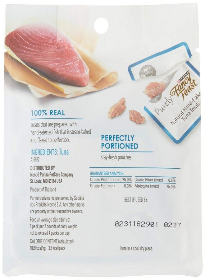Purina Fancy Feast Purely Natural Hand-Flaked Tuna Cat Treats 1.06 Oz. Pouch - Image 2
