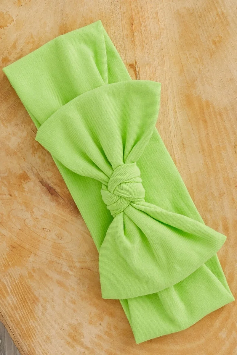 Babygiz Pistachio Green Handmade Soft Bow Tied Natural Cotton Combed Cotton Baby Kids Girls Bandana Elite Series