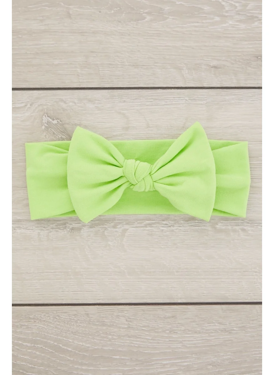 Babygiz Pistachio Green Handmade Soft Bow Tied Natural Cotton Combed Cotton Baby Kids Girls Bandana Elite Series