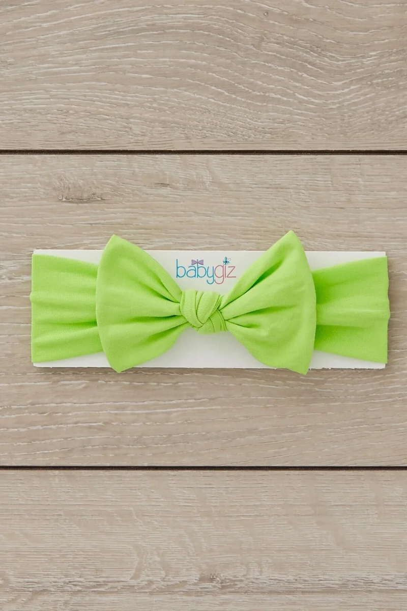 Babygiz Pistachio Green Handmade Soft Bow Tied Natural Cotton Combed Cotton Baby Kids Girls Bandana Elite Series