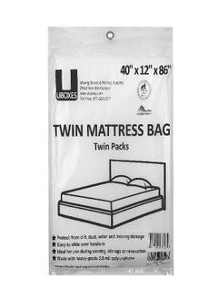 Uboxes Uboxes Twin Size Mattress Covers, 40" x 12" x 86", Clear, 2 Pack  - Image 2