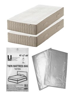 Uboxes Uboxes Twin Size Mattress Covers, 40" x 12" x 86", Clear, 2 Pack  - Image 3