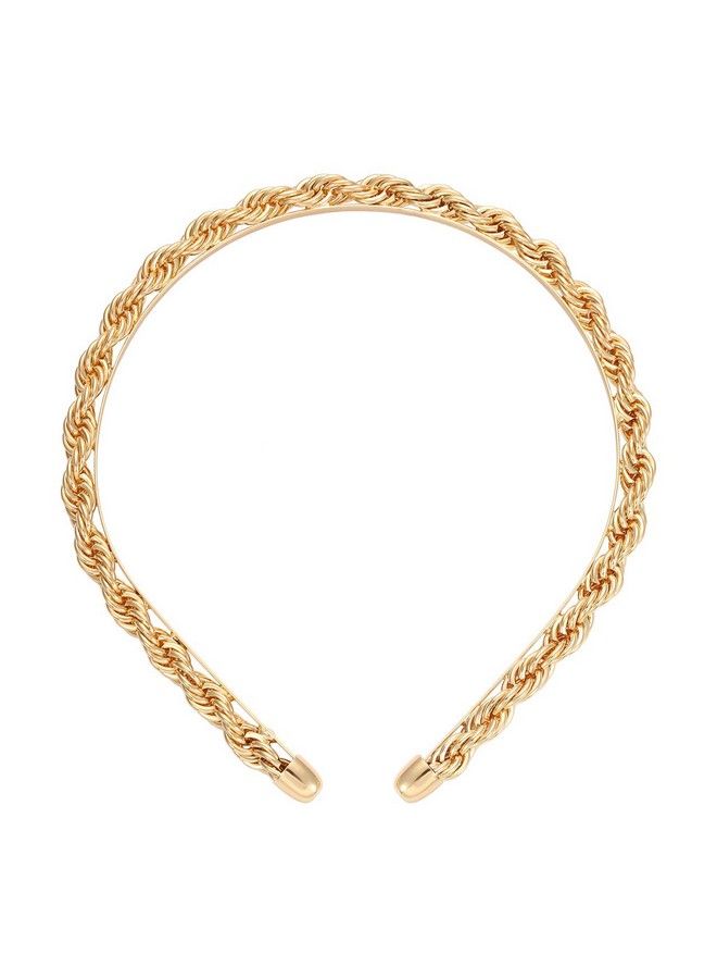 HZEYN Chain Headband For Women Gold Metal Twisted Hair Chains Statement Hairband Hair Accessories (Gold) - Image 1