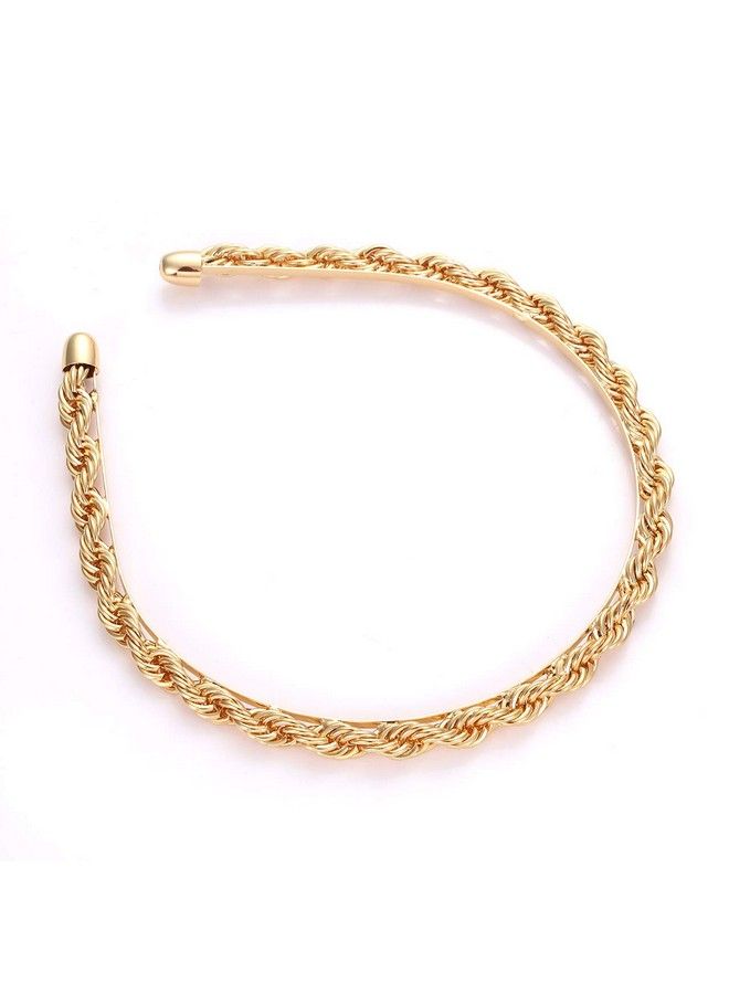 HZEYN Chain Headband For Women Gold Metal Twisted Hair Chains Statement Hairband Hair Accessories (Gold) - Image 5
