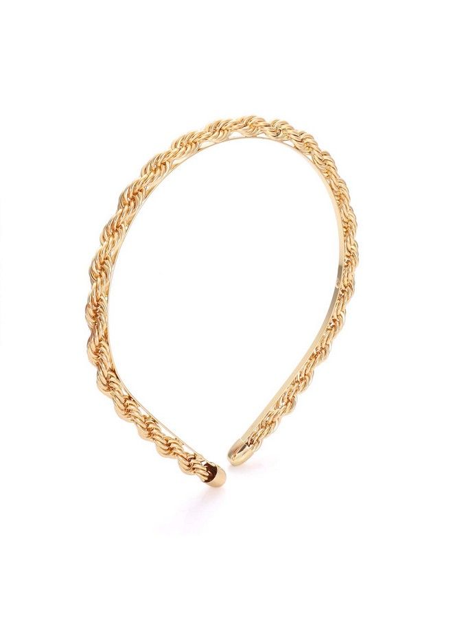 HZEYN Chain Headband For Women Gold Metal Twisted Hair Chains Statement Hairband Hair Accessories (Gold) - Image 4