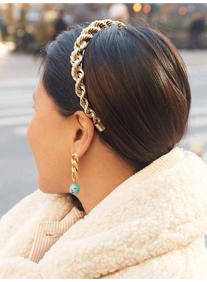 HZEYN Chain Headband For Women Gold Metal Twisted Hair Chains Statement Hairband Hair Accessories (Gold) - Image 3