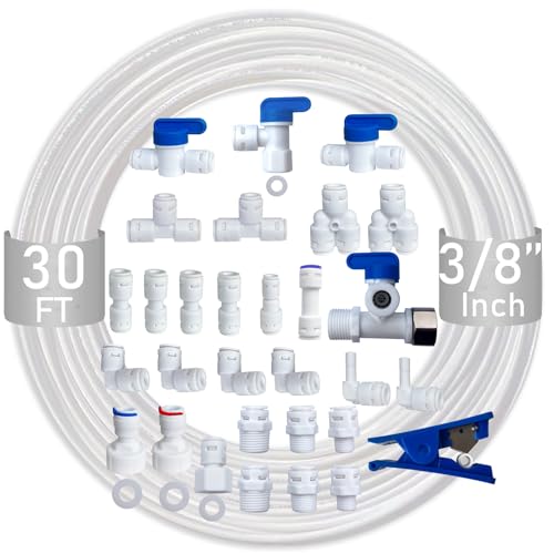 ESHIONG NSF Certified 3/8" O.D. Push to Connect Fittings for RO (Reverse Osmosis) Water Filter 30 pcs+30 feet 3/8" Water tubing. - Image 1
