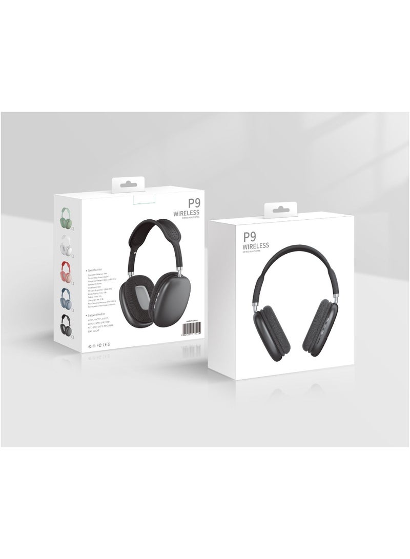 P9 Bluetooth Wireless Headset Over-Ear Headphone With Mic Black