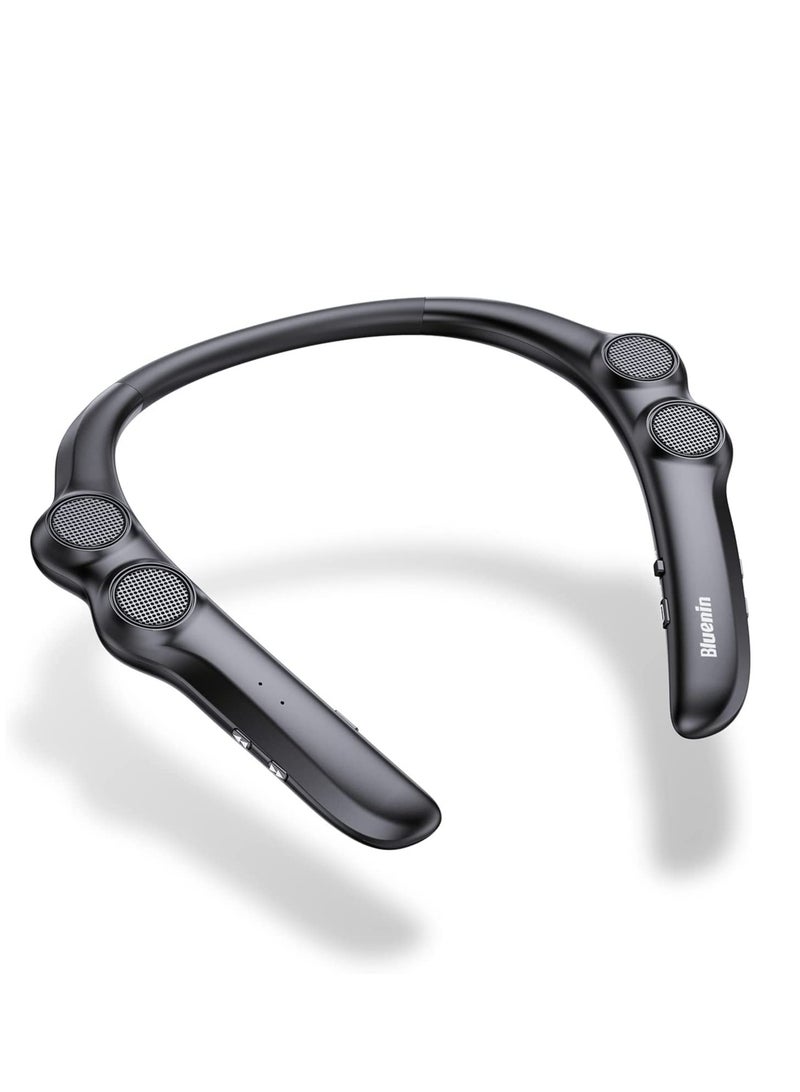 SYOSI Neckband Bluetooth Speakers, Black Wearable Wireless Speake, Personal Sport Speaker, 3D Surround Sound Stereo, for HomeOutdoor - Image 1