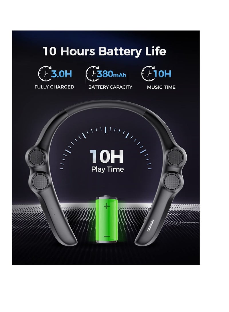 SYOSI Neckband Bluetooth Speakers, Black Wearable Wireless Speake, Personal Sport Speaker, 3D Surround Sound Stereo, for HomeOutdoor - Image 2