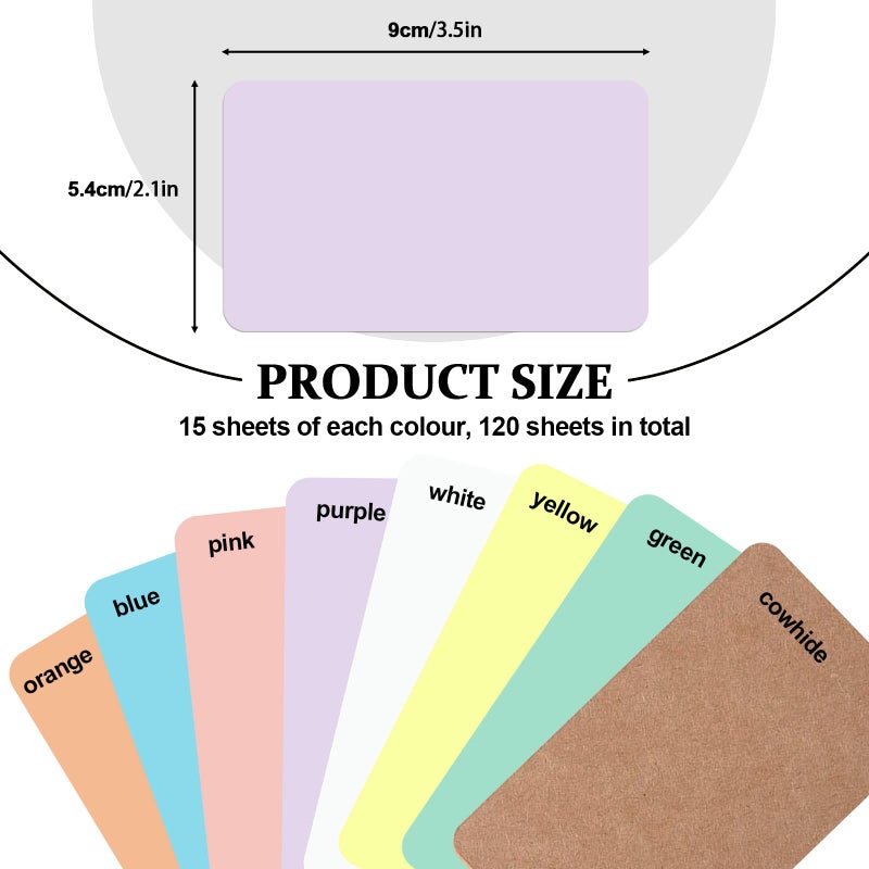SNOMEL 120Pcs Small Blank Paper Message Note Business Cards, 8 Colors - Image 2