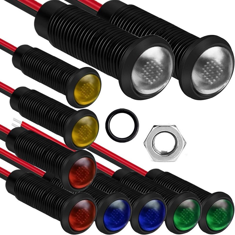 Gebildet Set of 10 Plastic LED Indicators 110-220 V Mounting Hole Size 6 mm (Red/Orange/Blue/Green/White) - Image 1