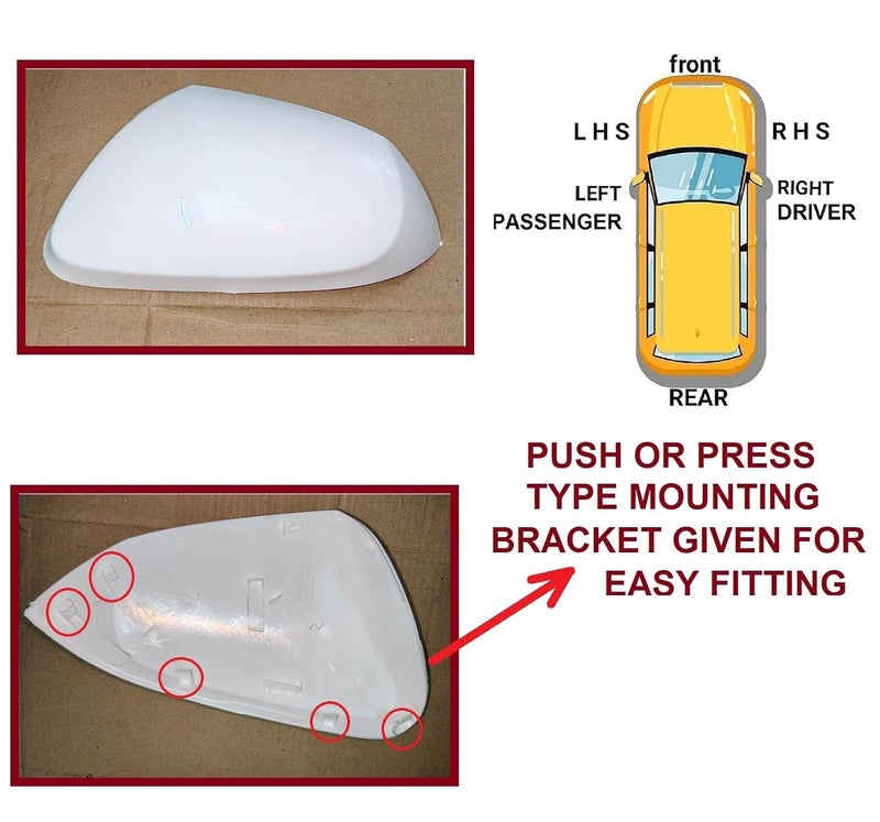 STYCARO ORVM Side view Mirror Cover or cap for Hundai Grand i10 Nios 3RD GEN 2019-2025 Year Model -WHT-UNPAINTED (LEFT PASSENGER SIDE) - Image 2