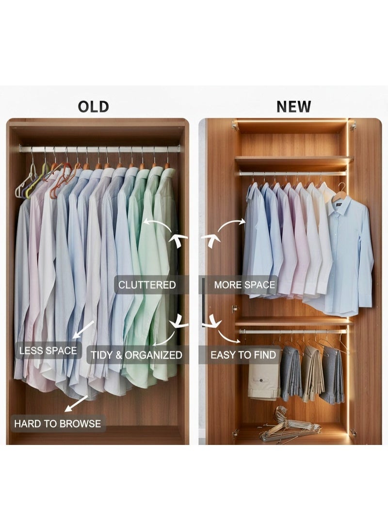 Feixiang FEI XIANG 10-Pack Heavy Duty Metal Wire Hangers - Ultra-Thin Space Saving Design, Rust-Proof Chrome Finish, Non-Slip Grooves for Shirts, Suits, and Pants – Silver, 40cm - Image 4