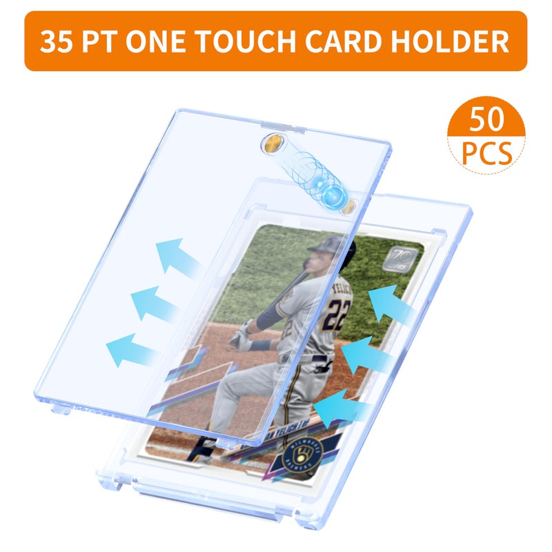 QTYORD 50 Pack 35PT Magnetic Card Holder for Trading Cards, One-Touch Card Case Holder for Baseball Football Sports MTG TCG Collectable Cards - Image 2