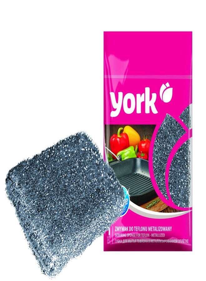 YORK Stainless Steel Scrubber for Cleaning Teflon, Metallized Kitchen Cooktops, Pots & Pans - Size 11.5 x 7.5 x 3 CM, Pack of 5 Pieces [032020]