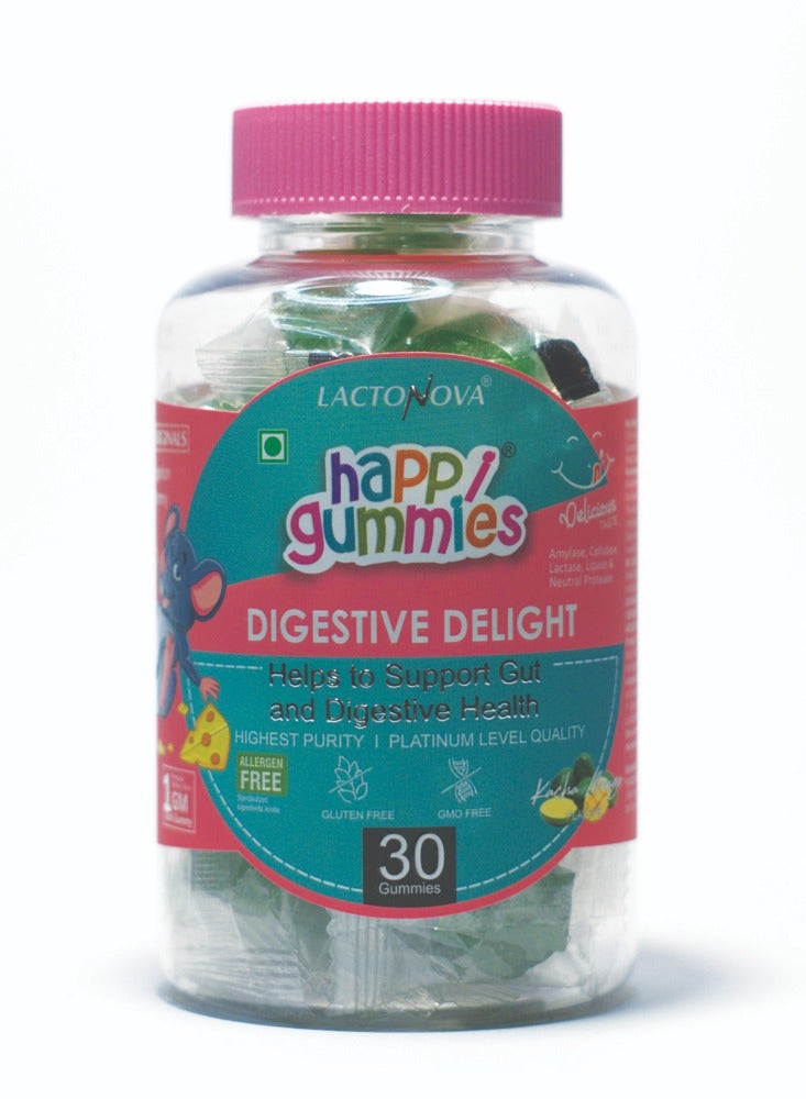 Happi Gummies Happi Digestive Gummies with Fiber & Enzymes – Gut Health & Bloating Relief Supplement | No Added Sugar | Vegan Fiber Gummies for Adults & Kids | Kaccha Mango Flavor | 30 Count  - Image 2