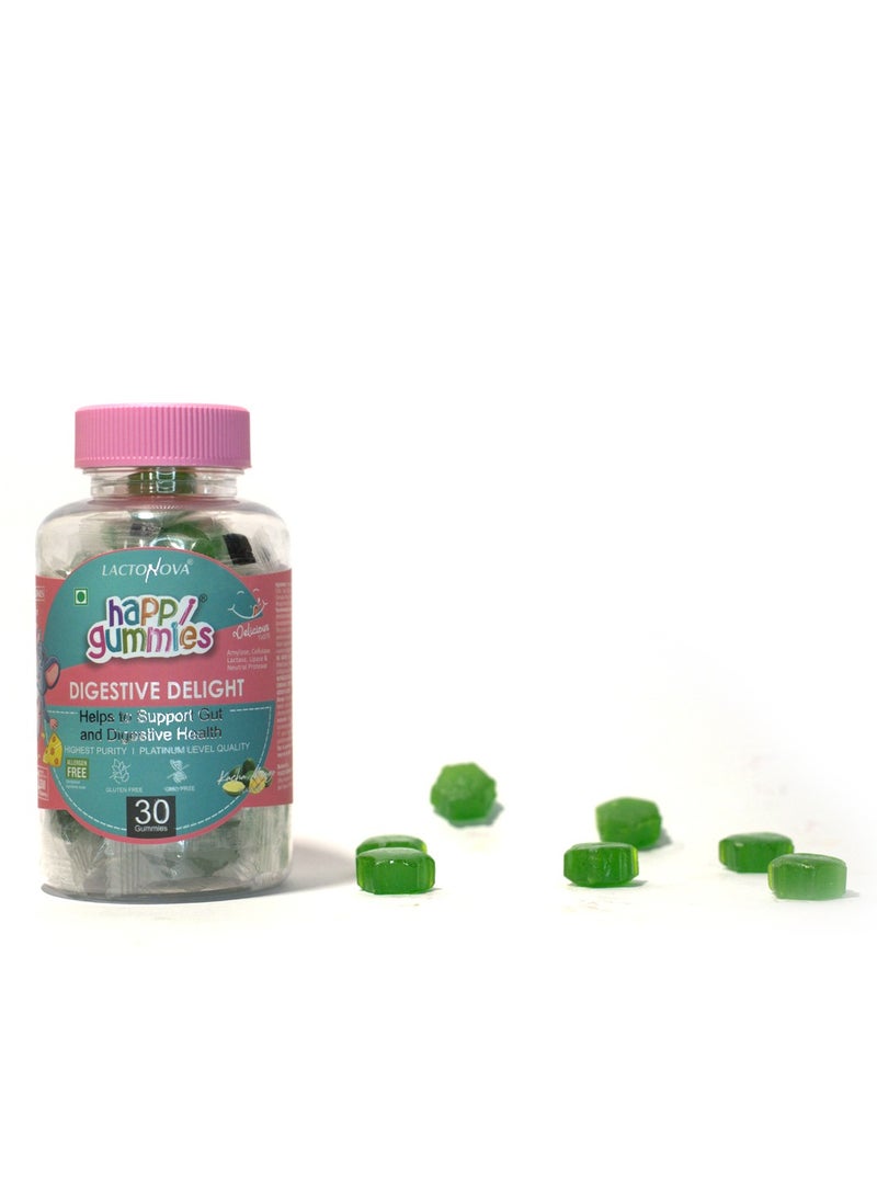 Happi Gummies Happi Digestive Gummies with Fiber & Enzymes – Gut Health & Bloating Relief Supplement | No Added Sugar | Vegan Fiber Gummies for Adults & Kids | Kaccha Mango Flavor | 30 Count  - Image 1