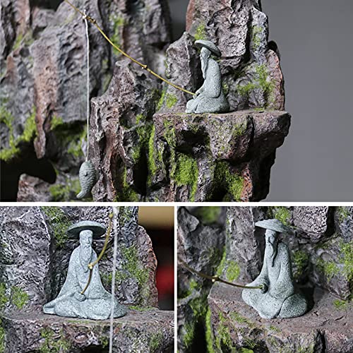 DUZFOREI 2PCS Sitting Fishing Figurines Sandstone Vintage Ornament Japanese Decor for Fish Tank Pot Garden Home Aquarium Mini Fisherman Statue Asian Zen Decoration - Image 5