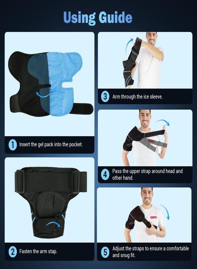 Comfytemp Shoulder Ice Pack Wrap, 2 Gel Packs+1 Shoulder Brace, FSA HSA Eligible, Ice Sleeve for Injuries Reusable, Physical Therapy Cold Compression for Arm Rotator Cuff Pain Relief, Surgery Recovery - Image 5