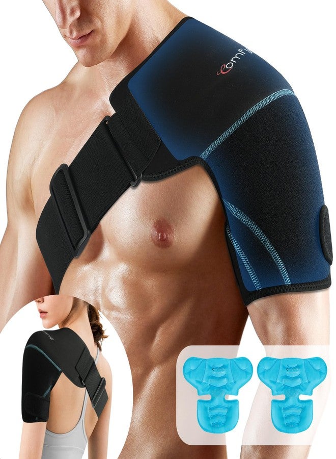 Comfytemp Shoulder Ice Pack Wrap, 2 Gel Packs+1 Shoulder Brace, FSA HSA Eligible, Ice Sleeve for Injuries Reusable, Physical Therapy Cold Compression for Arm Rotator Cuff Pain Relief, Surgery Recovery - Image 1