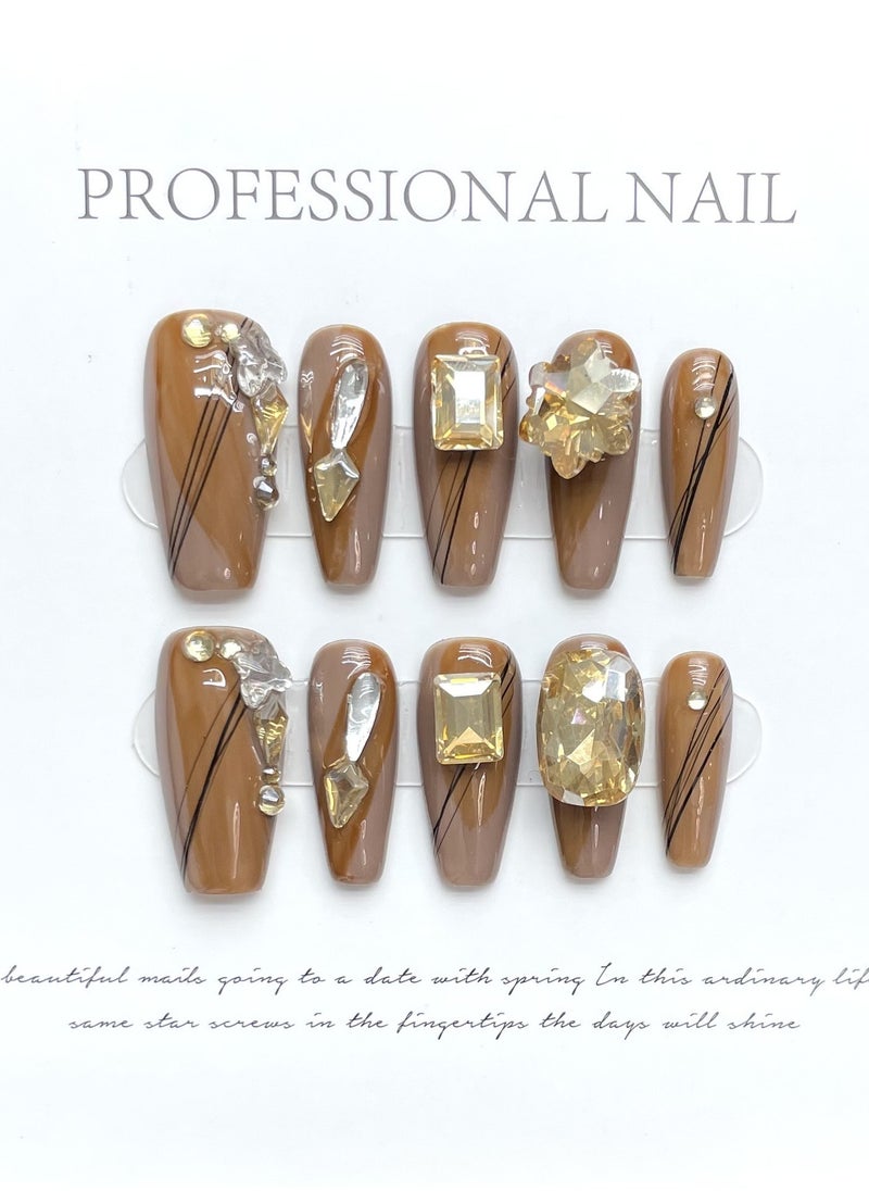 Binzo Beauty - Binzo Beauty Handmade Press On Nails, 10pcs, Nails Art , Acrylic Nails, False Nails, Luxury Collection, Luxury Nails Arts, New Accessories， Wedding Nails，Party Nails. - Image 1